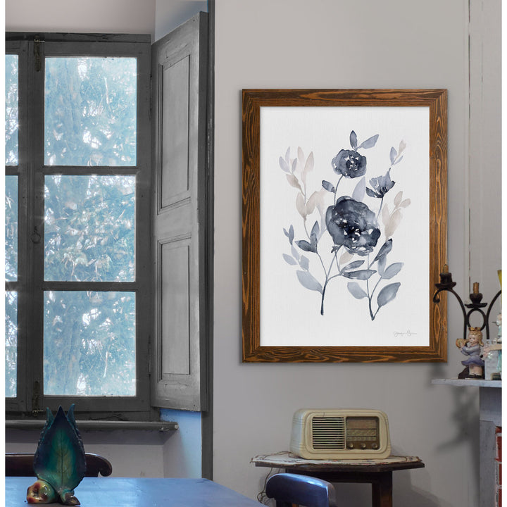 Peonies In Gray II' - Picture Frame Print on Glass Winston Porter Size: 28" H x 38" W x 1.25" D Format: Framed Maple Canvas