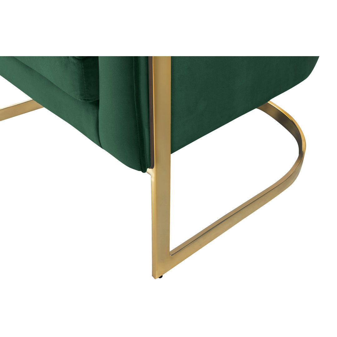 Barnicle 30" Wide Velvet Barrel Chair Everly Quinn Body Fabric: Green Velvet