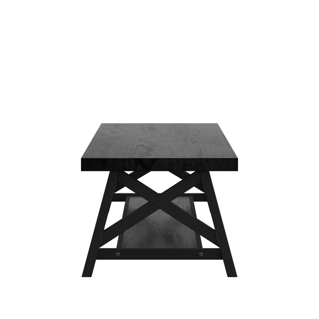 Isakson Trestle Coffee Table with Storage Laurel Foundry Modern Farmhouse® Table Top Color: Black
