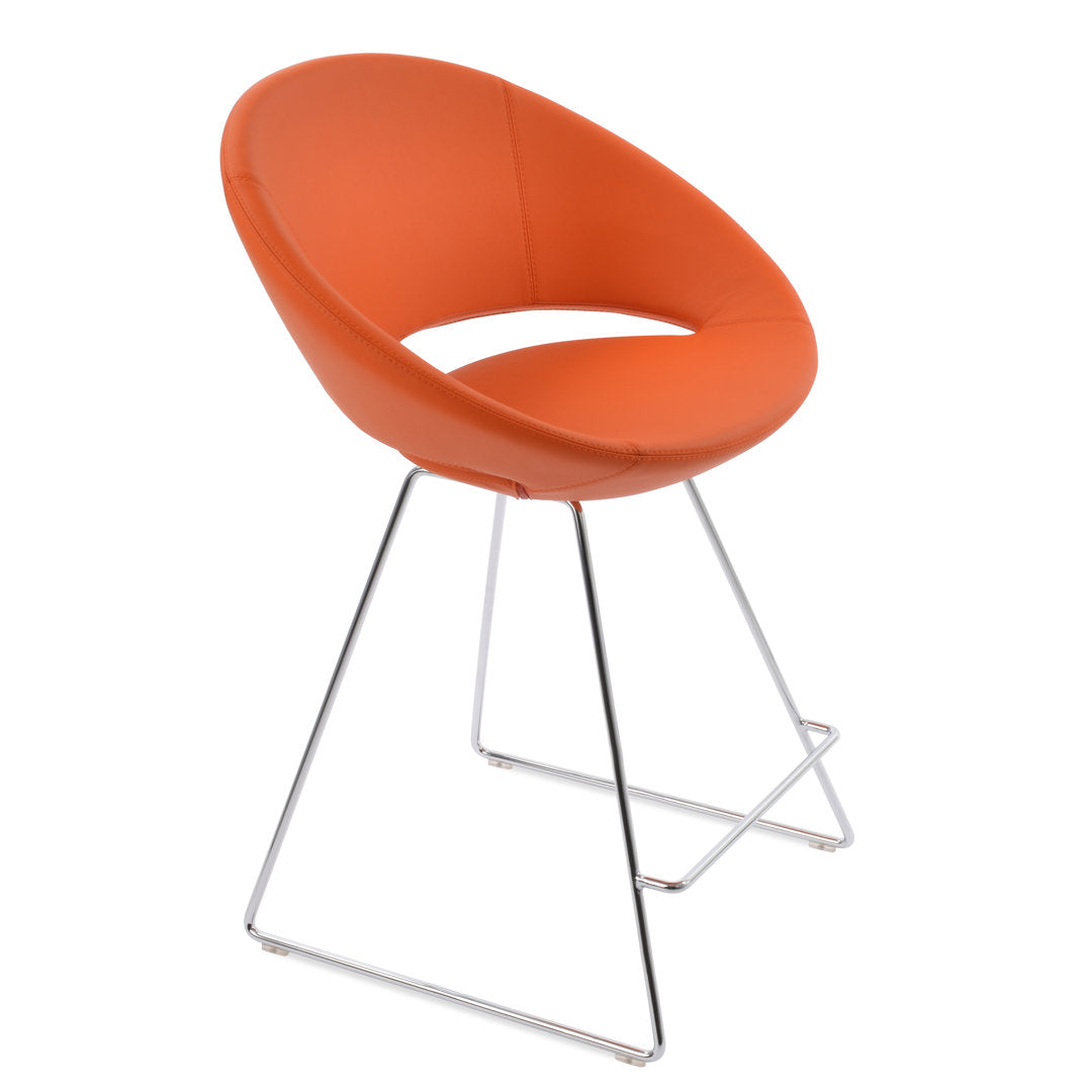 Crescent Wire Bar & Counter Stool sohoConcept Upholstery: White Faux Leather, Seat Height: Bar Stool (29" Seat Height)