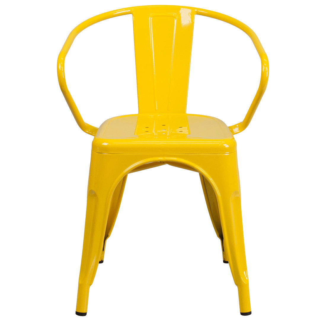 Hucheson Metal Indoor-Outdoor Chair with Arms Flash Furniture Seat Finish: Yellow