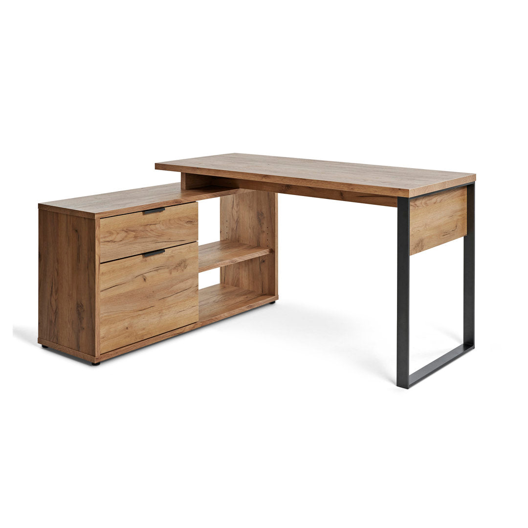 Bakri 59.05'' W L-Shaped Writing Desk Millwood Pines