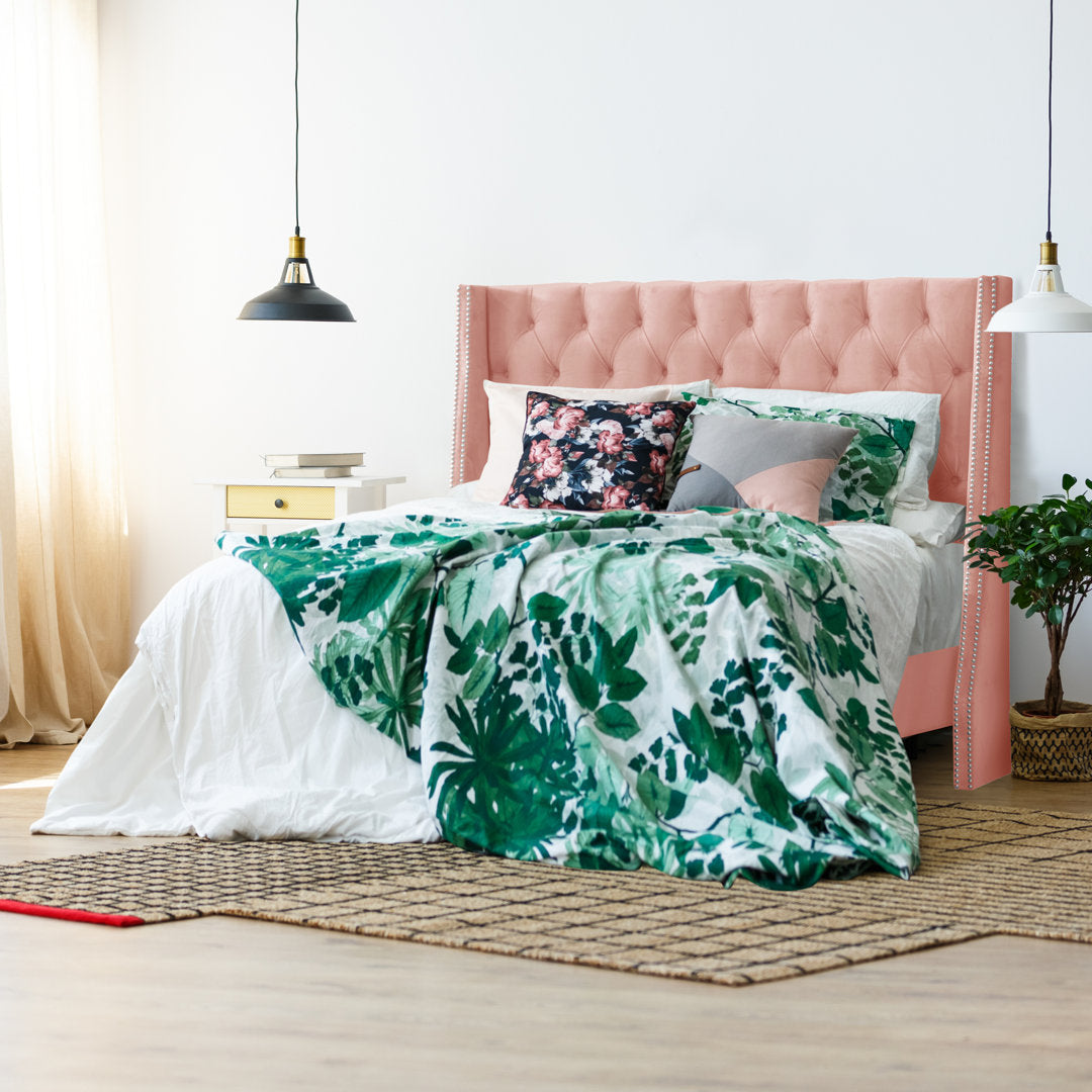 Annabel Upholstered Wingback Bed Kelly Clarkson Home Size: Full Body Fabric: Classic Blush Performance Velvet