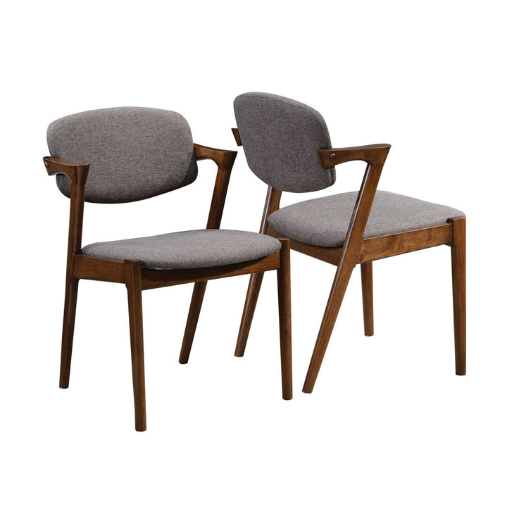 Artresha Upholstered Arm Chair (Set of 2) Wade Logan® Leg Color: Dark Walnut, Color: Fabric Taupe Gray