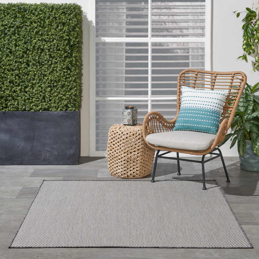 Leia Ivory/Charcoal Gray Indoor / Outdoor Area Rug Sand & Stable™ Rug Size: Square 5'