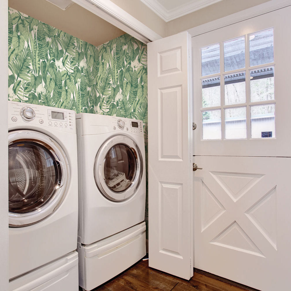 Tropical Peel And Stick Wallpaper Bay Isle Home™ Color: Green