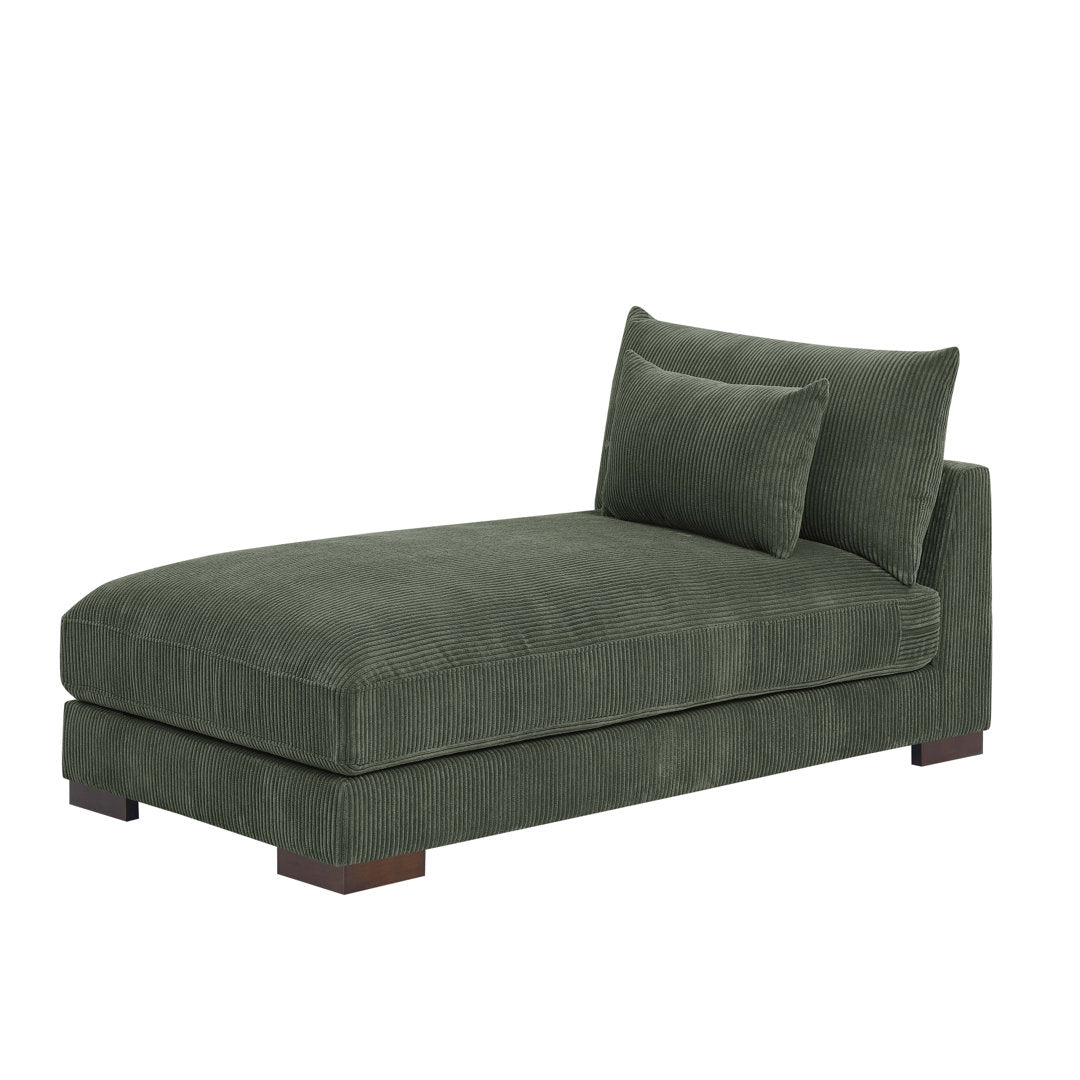 Ayvion Upholstered Chaise Lounge Wade Logan® Fabric: Green Corduroy