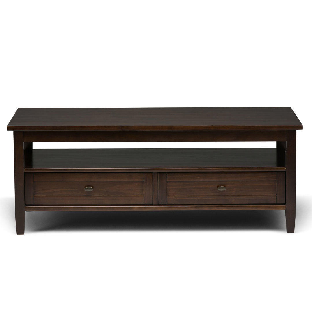 Warm Shaker SOLID WOOD 48 inch Wide Rectangle Transitional Coffee Table Simpli Home Color: Tobacco Brown