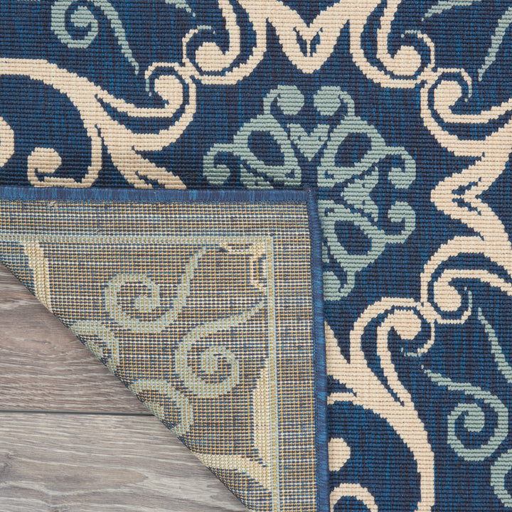 Adelene Floral Navy Blue Indoor / Outdoor Area Rug Birch Lane™ Rug Size: Round 4'