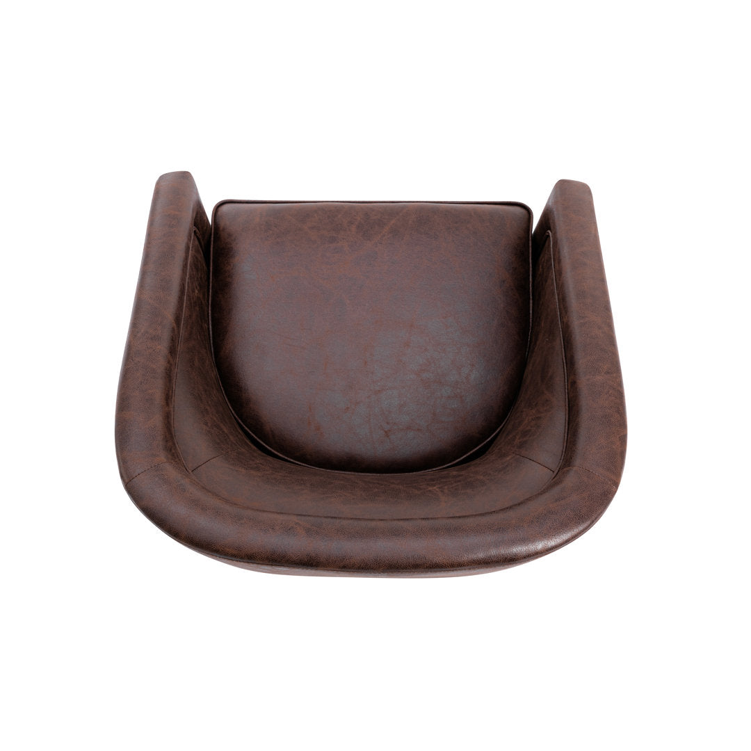 Kiersten 28.7" Wide Vegan Leather Swivel Barrel Chair Sand & Stable™ Leather Type: Dark Chocolate Brown Faux Leather