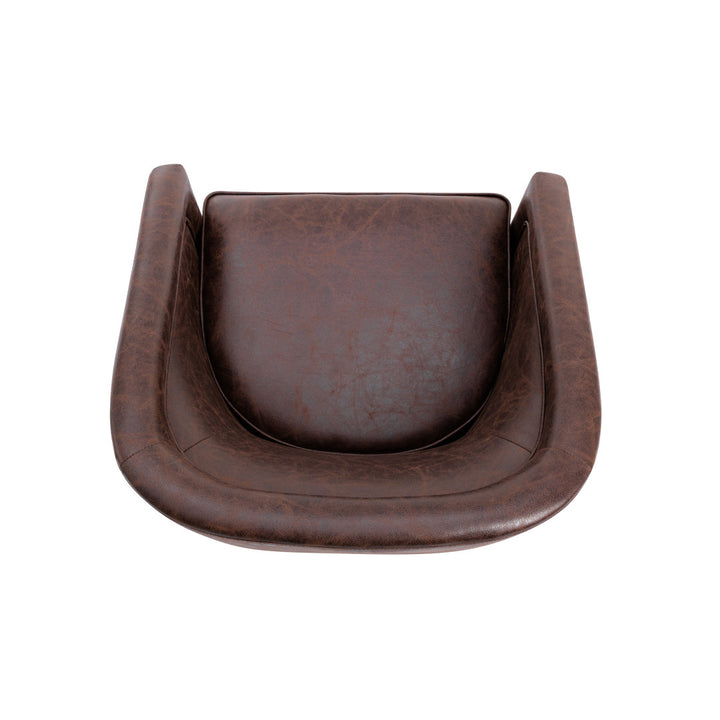 Kiersten 28.7" Wide Vegan Leather Swivel Barrel Chair Sand & Stable™ Leather Type: Dark Chocolate Brown Faux Leather