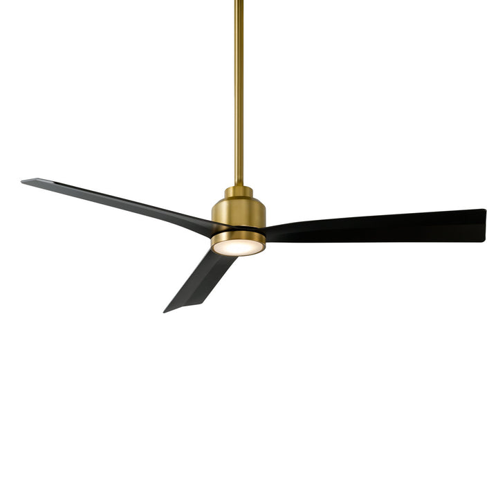 52" Smart Home Compatible 3 Blade Smart Ceiling Fan with Remote WAC Limited Fans Accessories: With Light Kit, Finish: Soft Brass with Matte Black Blades