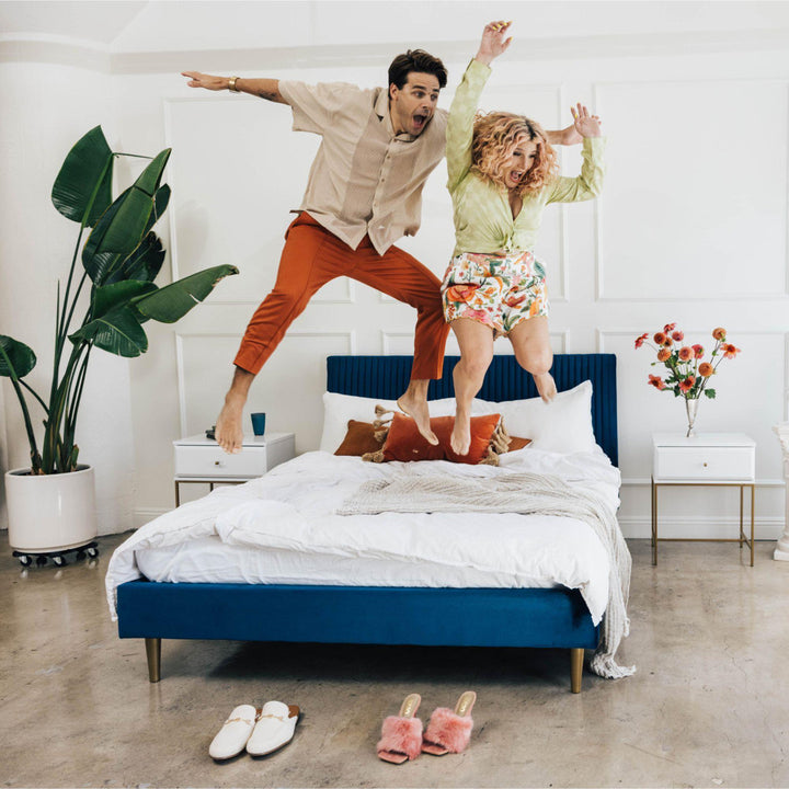 Daphne Upholstered Low Profile Platform Bed Mr. Kate Color: Olive Green Velvet Size: Queen