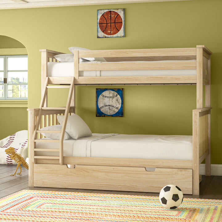Bolles Solid Wood Standard Bunk Bed with Trundle Harriet Bee Bed Frame Color: Natural Size: Twin over Full