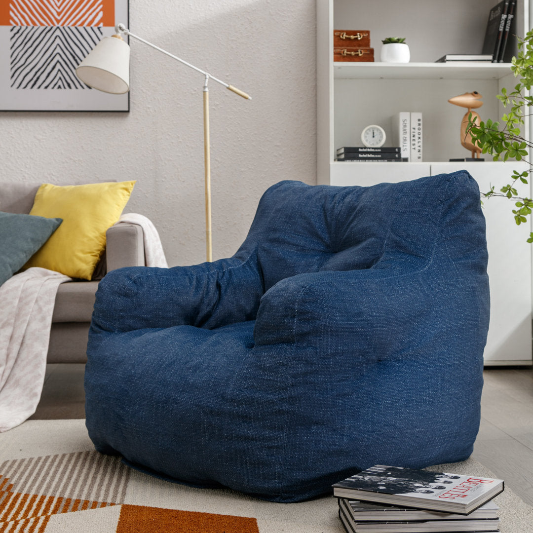 Medium Bean Bag Chair Viv + Rae™ Body Fabric: Blue Linen