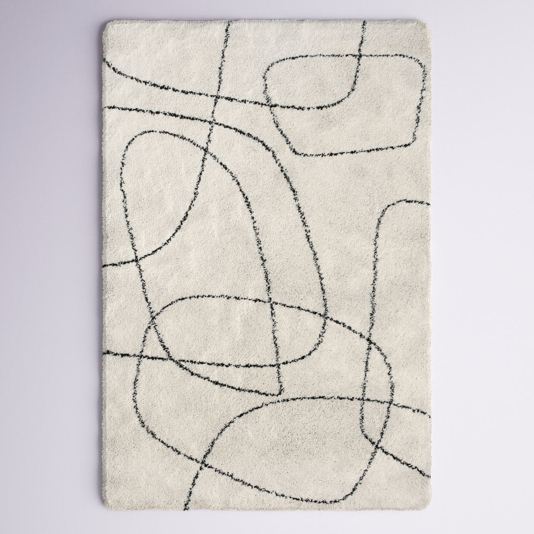 Rectangle Audeliz Abstract Machine Made Power Loom Polypropylene Area Rug in Cream Wade Logan® Rug Size: Rectangle  6'7" x 9'6"