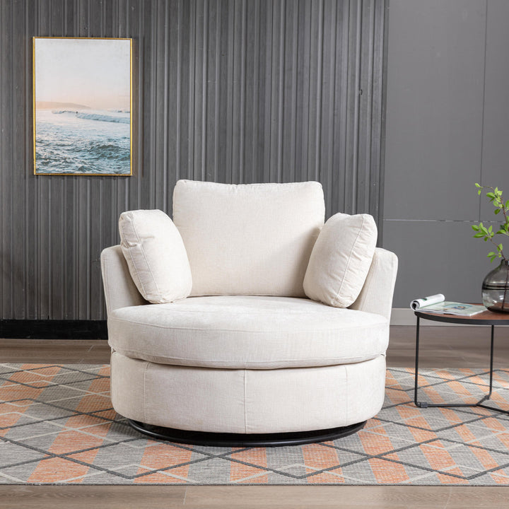 Achorn Polyester Recessed Arm Swivel Barrel Chair