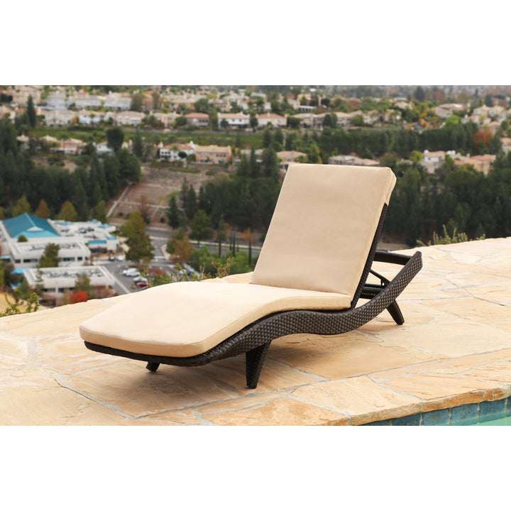 Cleghorn 79" Long Reclining Single Chaise Sunbrella with Cushion Ivy Bronx Color: Buttercream Beige