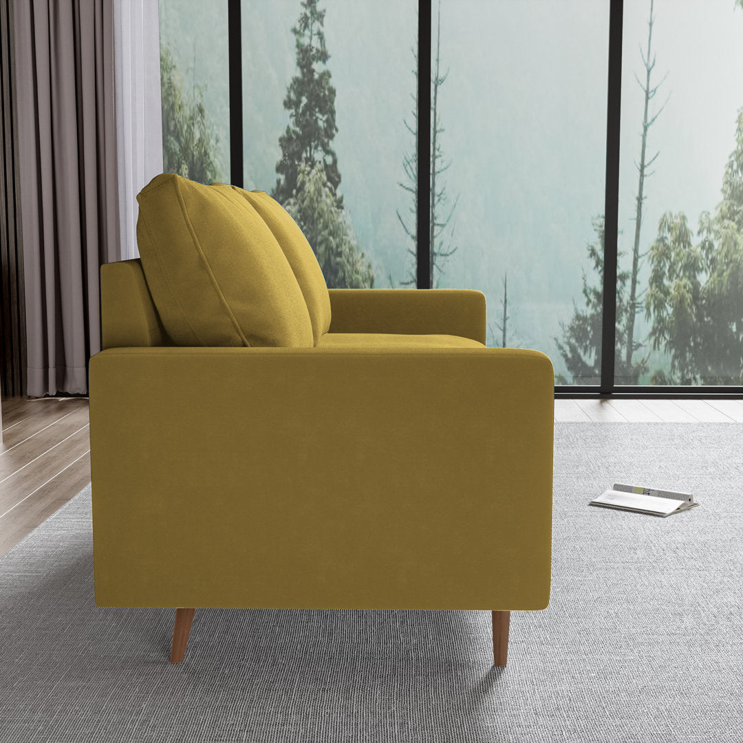 Markham 70" Velvet Square Arm Sofa Willa Arlo™ Interiors Fabric: Golden Rod Polyester