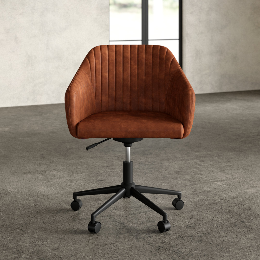 Flannigan Polyurethane Task Chair Greyleigh™ Upholstery Color: Brown