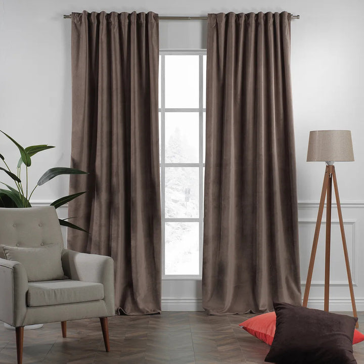 Matte Velvet Extra wide x Extra Long Custom Made Decorative Single Panel Lilijan Home & Curtain Curtain Color: 23 Brown Size per Panel: 100" W x 240" L