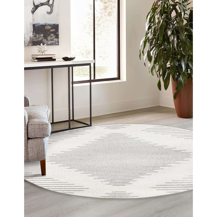 Cohutta Geometric Grey and Ivory Area Rug The Twillery Co.® Rug Size: Round 3'3"