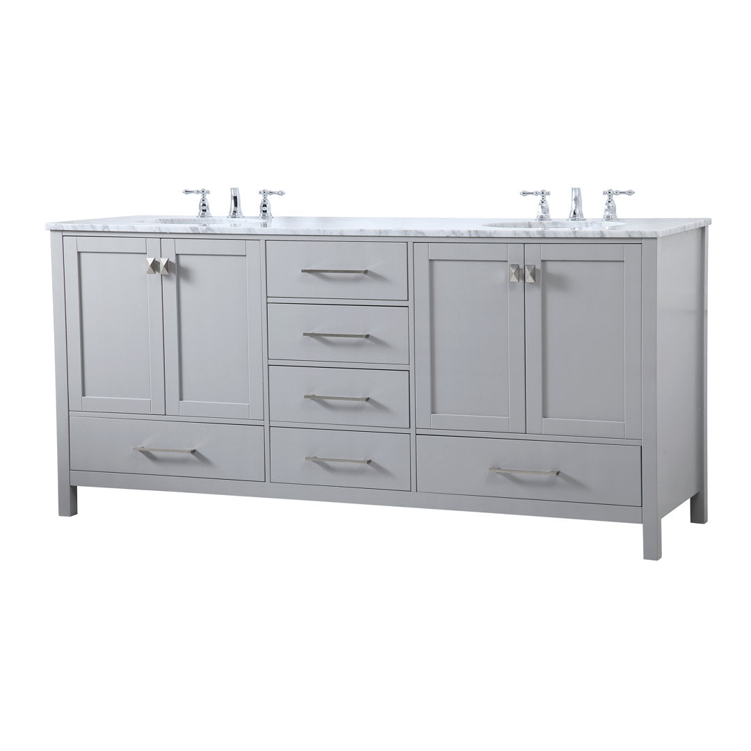 Bagdai 72" Wide Bathroom Vanity Set Wade Logan® Top Finish: Calacatta Quartz, Base Finish: Gray