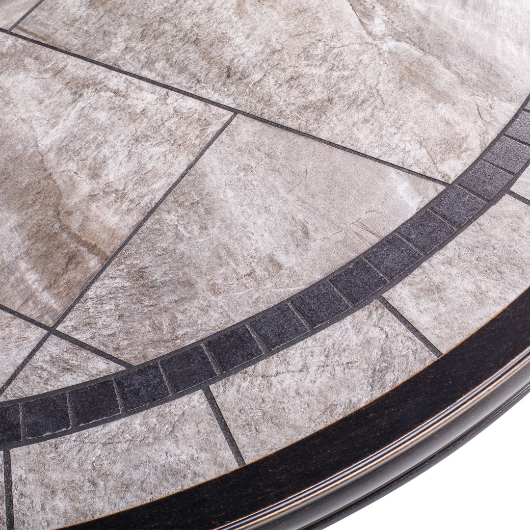 46" Round Patio Table With Handmade Porcelain Top And Heavy Duty Frame Fleur De Lis Living