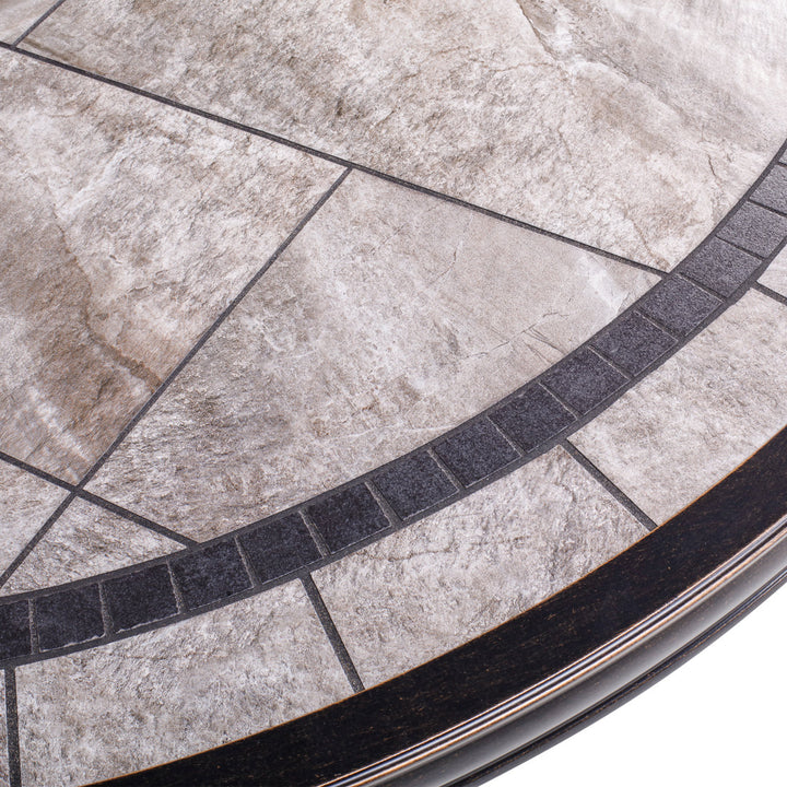 46" Round Patio Table With Handmade Porcelain Top And Heavy Duty Frame Fleur De Lis Living