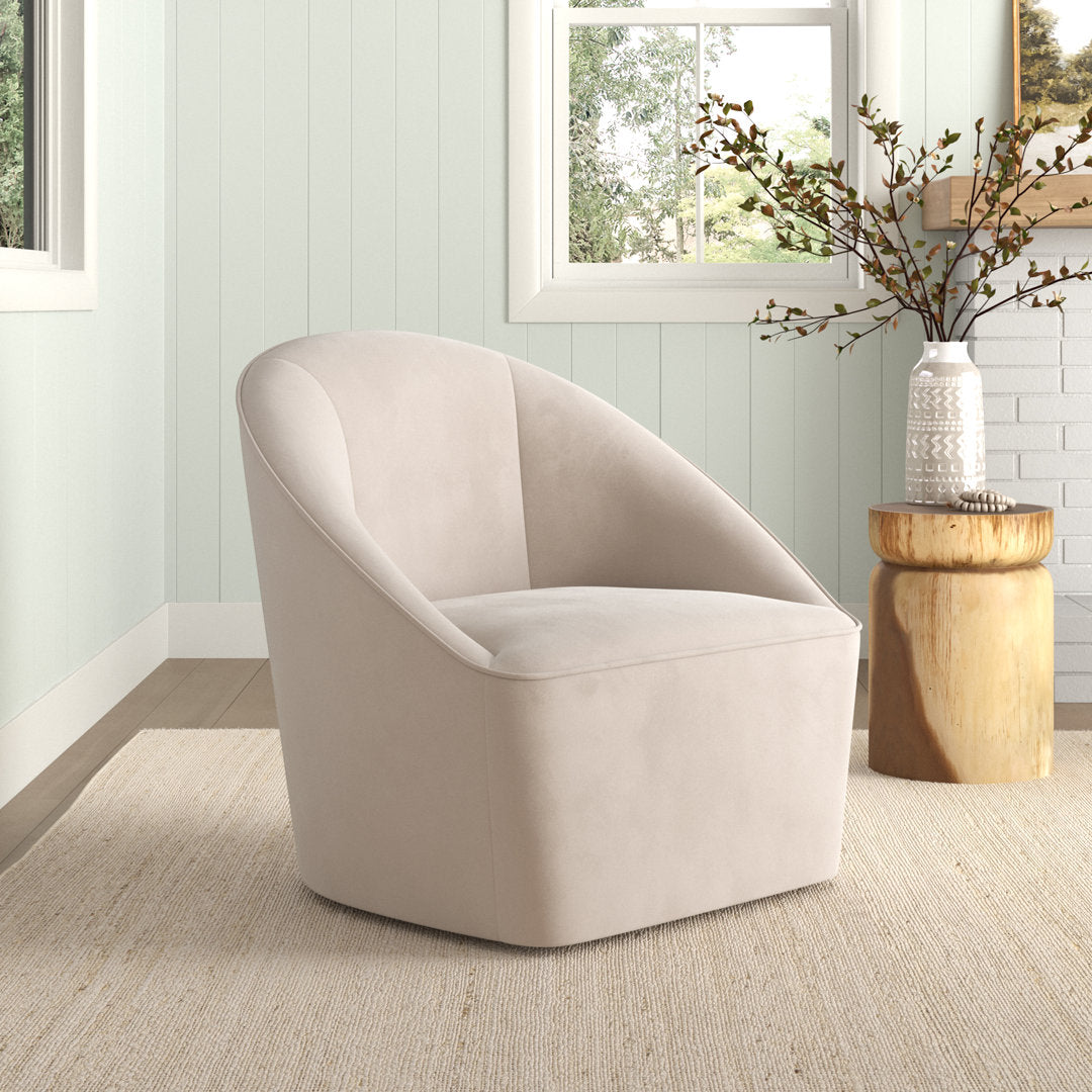 Gregory 31.9" W Polyester Swivel Barrel Chair Sand & Stable™ Fabric: Cream 100% Polyester