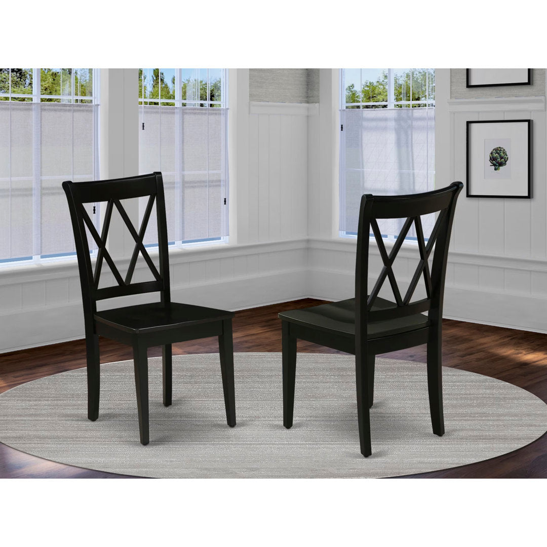 Letitia Solid Wood Double X-Back Side Chair (Set of 2) Lark Manor™ Color: Black
