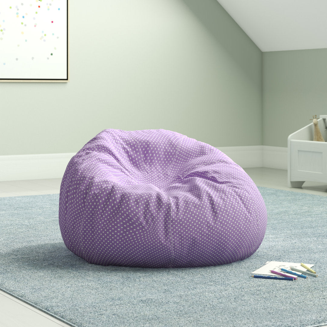 Classic Refillable Cotton Bean Bag Chair Mack & Milo™ Size: Large Body Fabric: Lavender/White Cotton Twill