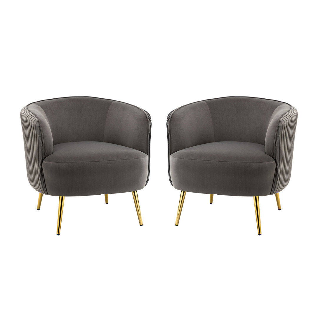 31'' Wide Barrel Chair (Set of 2) Everly Quinn Upholstery Color: Gray Velvet