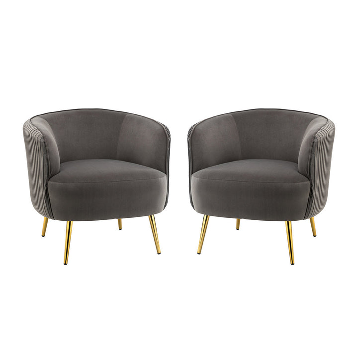 31'' Wide Barrel Chair (Set of 2) Everly Quinn Upholstery Color: Gray Velvet