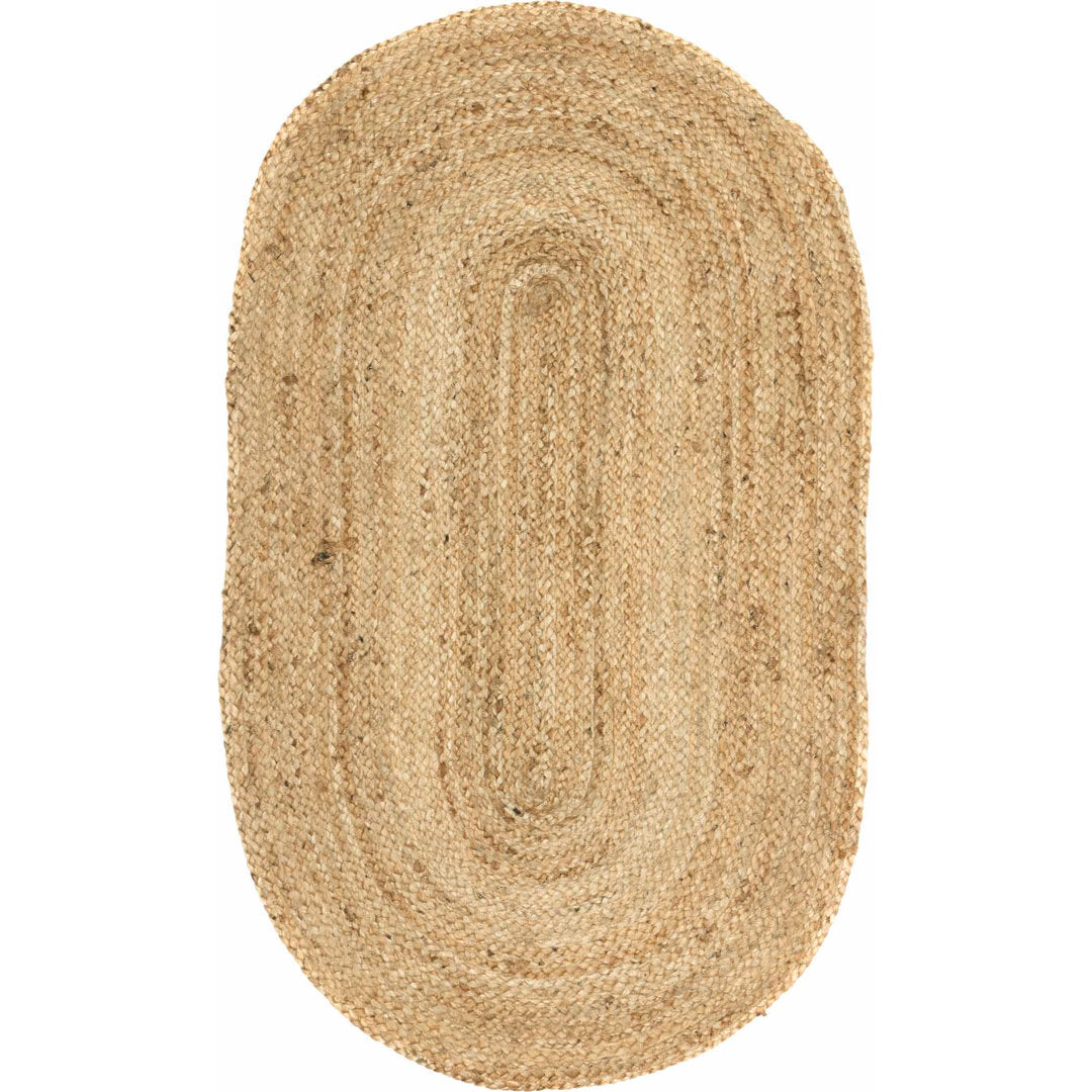 Charbonneau Braided Jute Natural Tan Area Rug Bay Isle Home™ Rug Size: Oval 2'3" x 4'