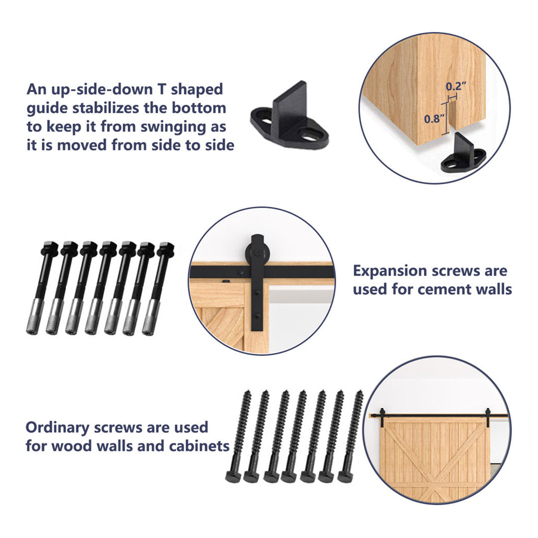 I Shape Heavy Duty Standard Single Track Barn Door Hardware Kit 156 in. Track Length HomLux