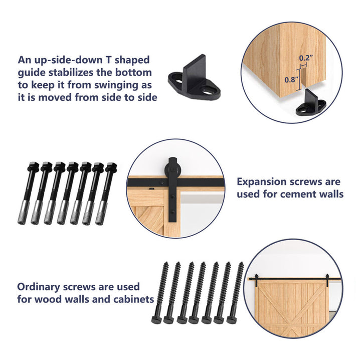 I Shape Heavy Duty Standard Single Track Barn Door Hardware Kit 156 in. Track Length HomLux