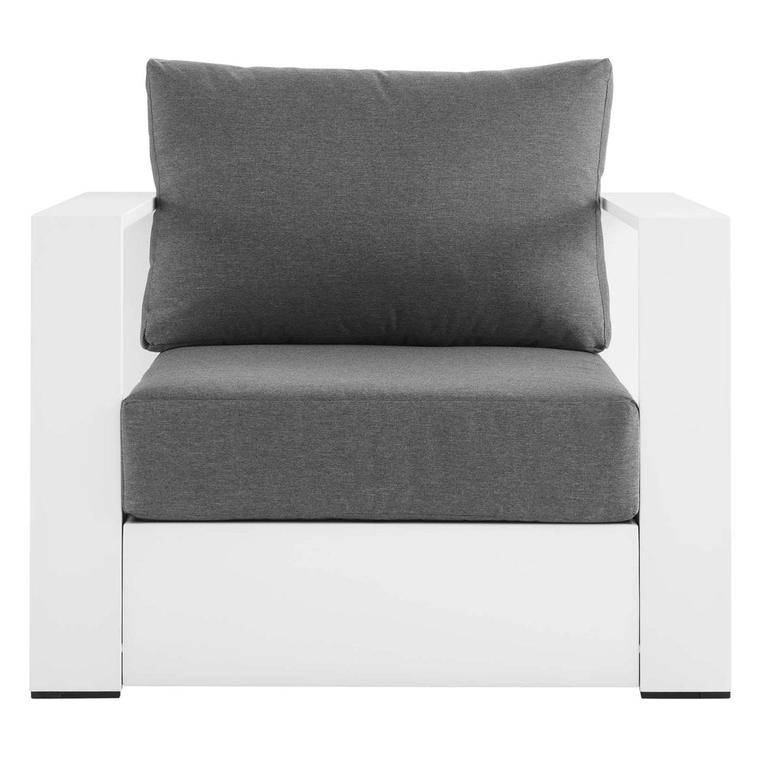 Modway Tahoe Outdoor Patio Powder-Coated Aluminum Armchair Modway Cushion Color: Charcoal, Frame Color: White