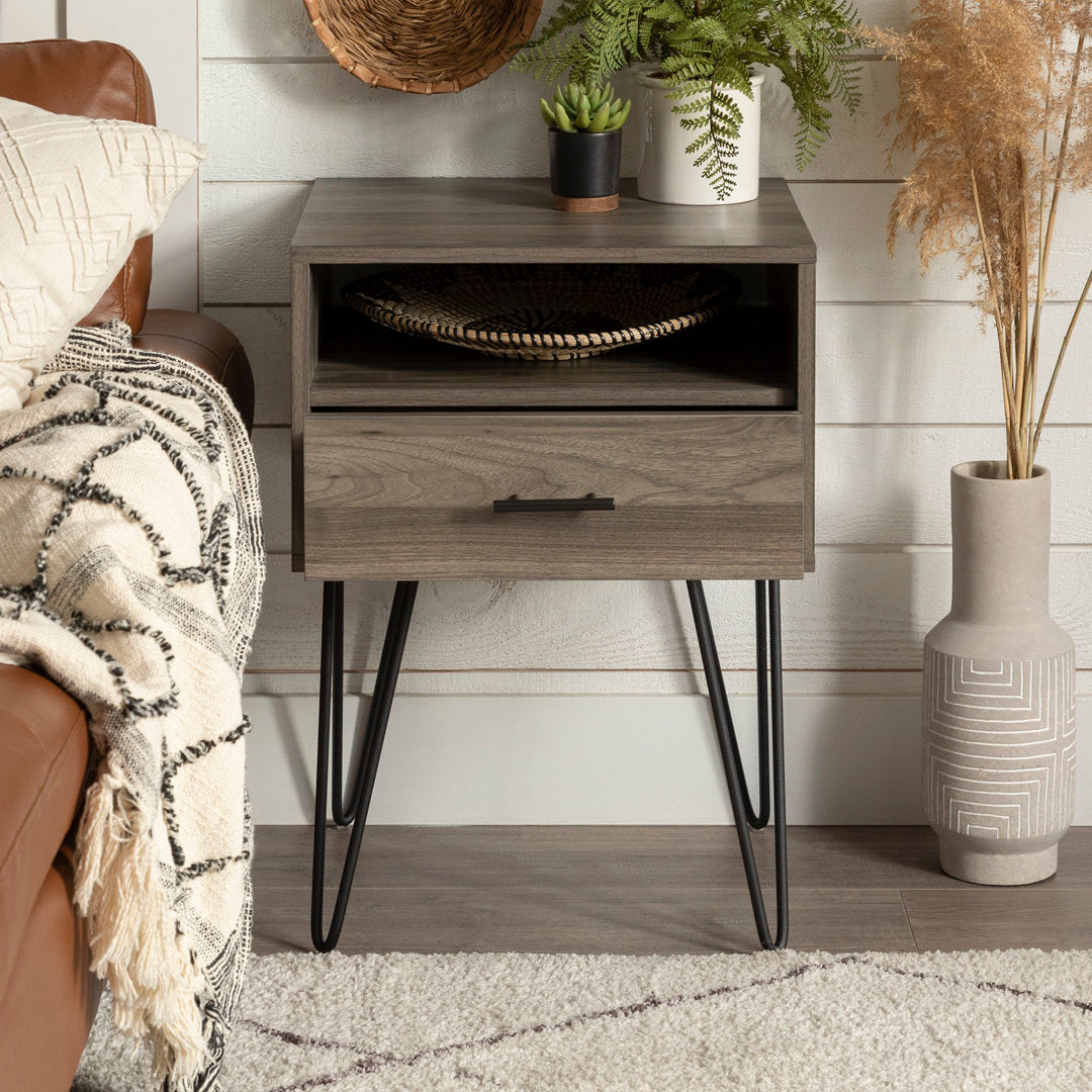 Adrow 1-Drawer Nightstand with Cubby Wade Logan® Color: Slate Gray