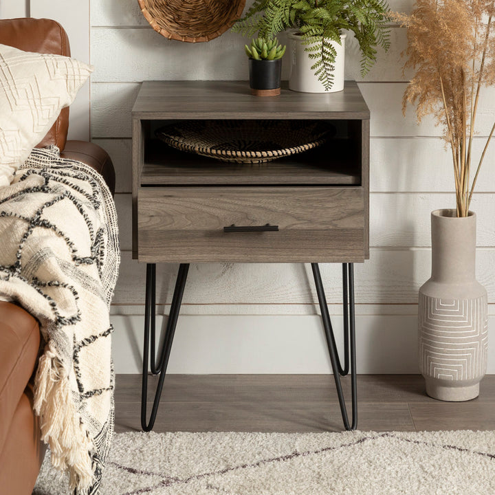 Adrow 1-Drawer Nightstand with Cubby Wade Logan® Color: Slate Gray