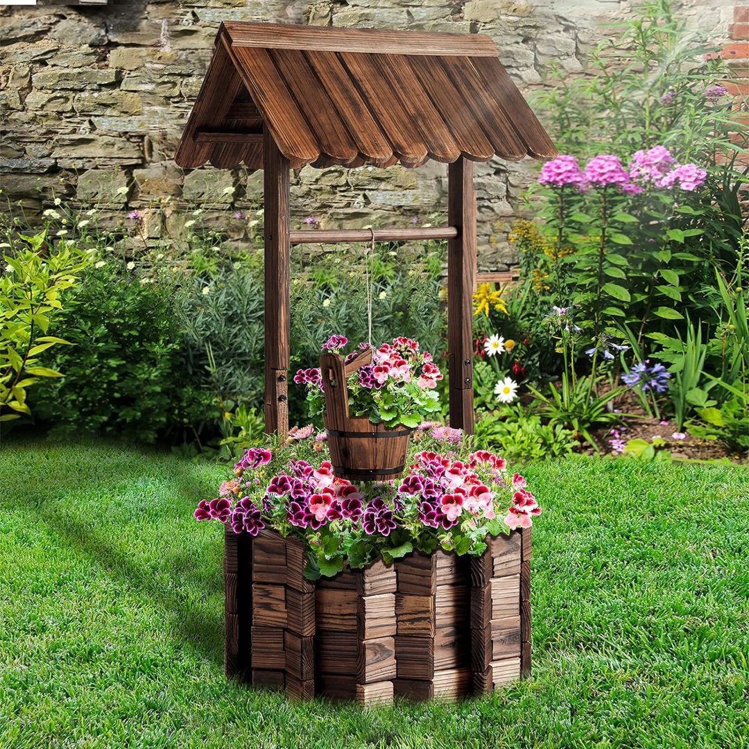 Cathye Outdoor  Wood Wishing Well Millwood Pines