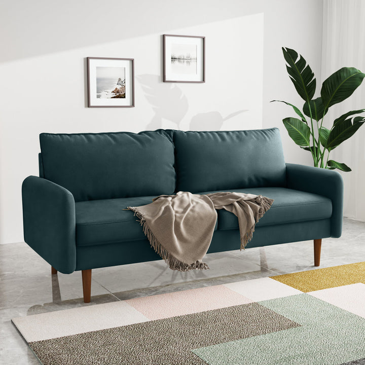 Anacapa 70" Velvet Round Arm Sofa Corrigan Studio® Fabric: Prussian Blue Velvet