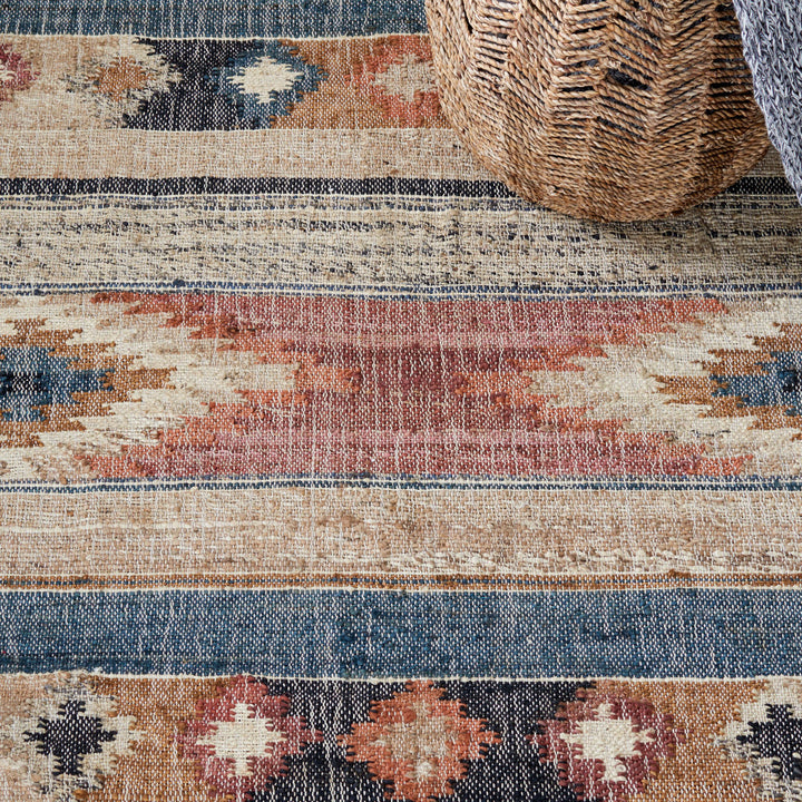 Brooke Southwesten Flatweave Jute/Cotton Blue/Rust Area Rug Kelly Clarkson Home Rug Size: Rectangle 2'3" x 5'