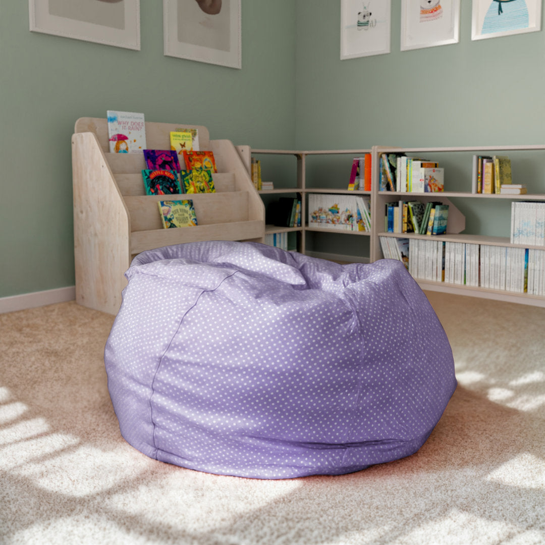 Classic Refillable Cotton Bean Bag Chair Mack & Milo™ Size: Large Body Fabric: Lavender/White Cotton Twill