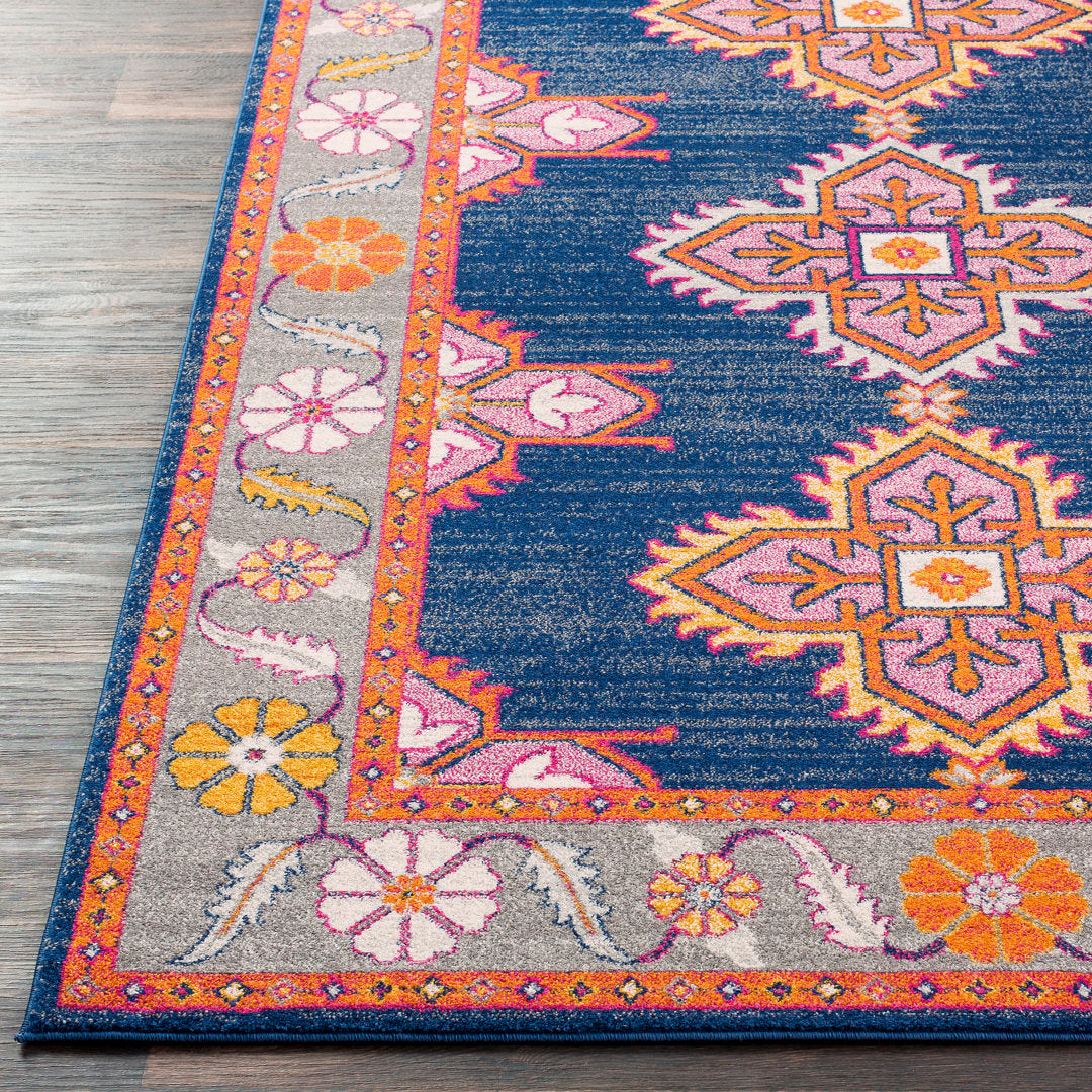 Adelia Oriental Blue/Orange Area Rug Langley Street® Rug Size: Rectangle 9'3" x 12'6"