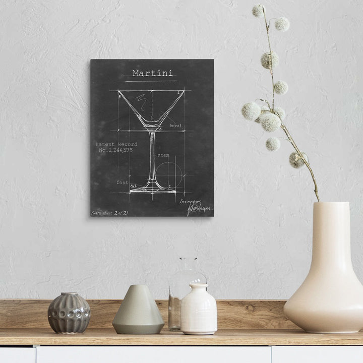 Barware Blueprint V - Graphic Art Print on Canvas 17 Stories Size: 14" H x 11" W x 1.25" D Format: Wrapped Canvas
