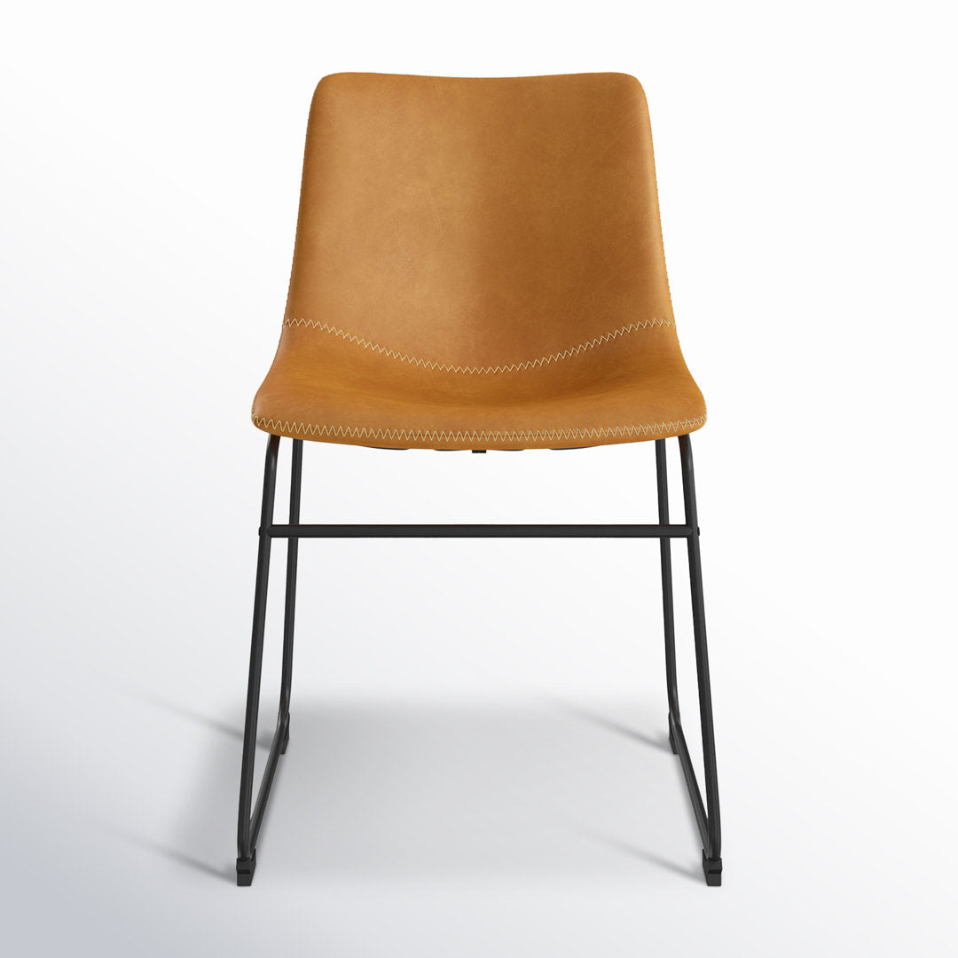 Nia Vegan Leather Side Chair (Set of 2) AllModern Upholstery Color: Light Brown, Frame Color: Black