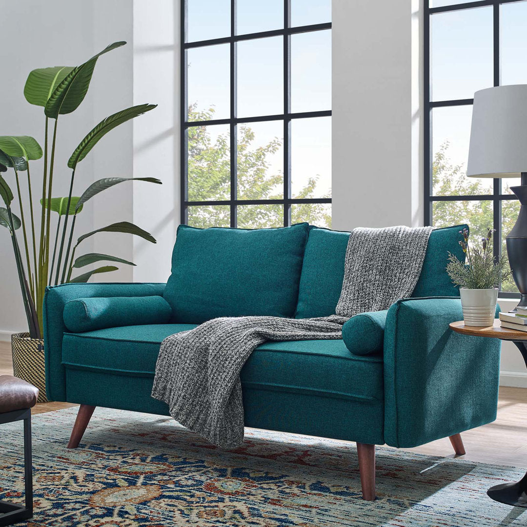 Modway Revive Upholstered Fabric Loveseat Modway Upholstery Color: Teal Plainweave