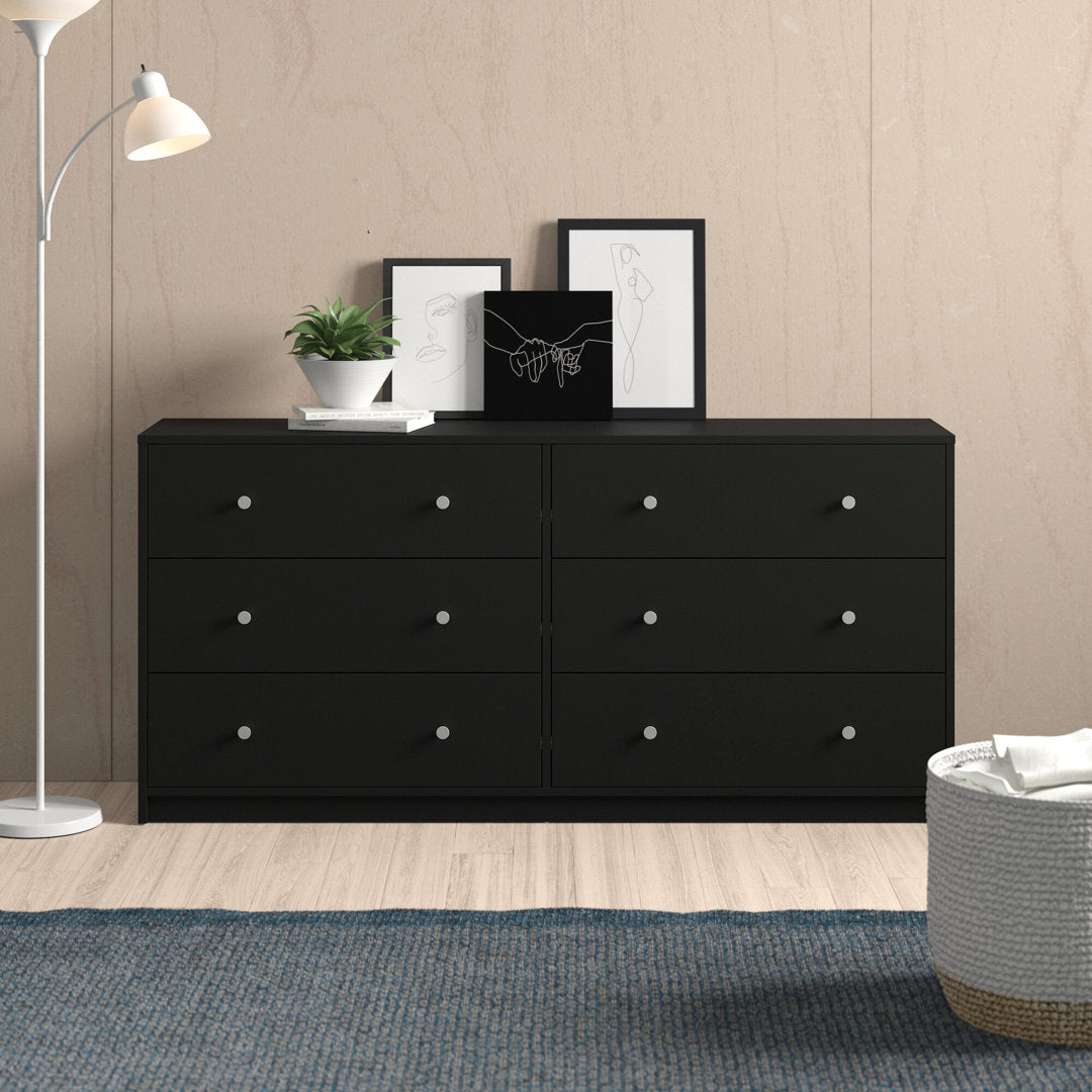 Guilford 6 Drawer 56.34" W Double Dresser Wade Logan® Color: Black