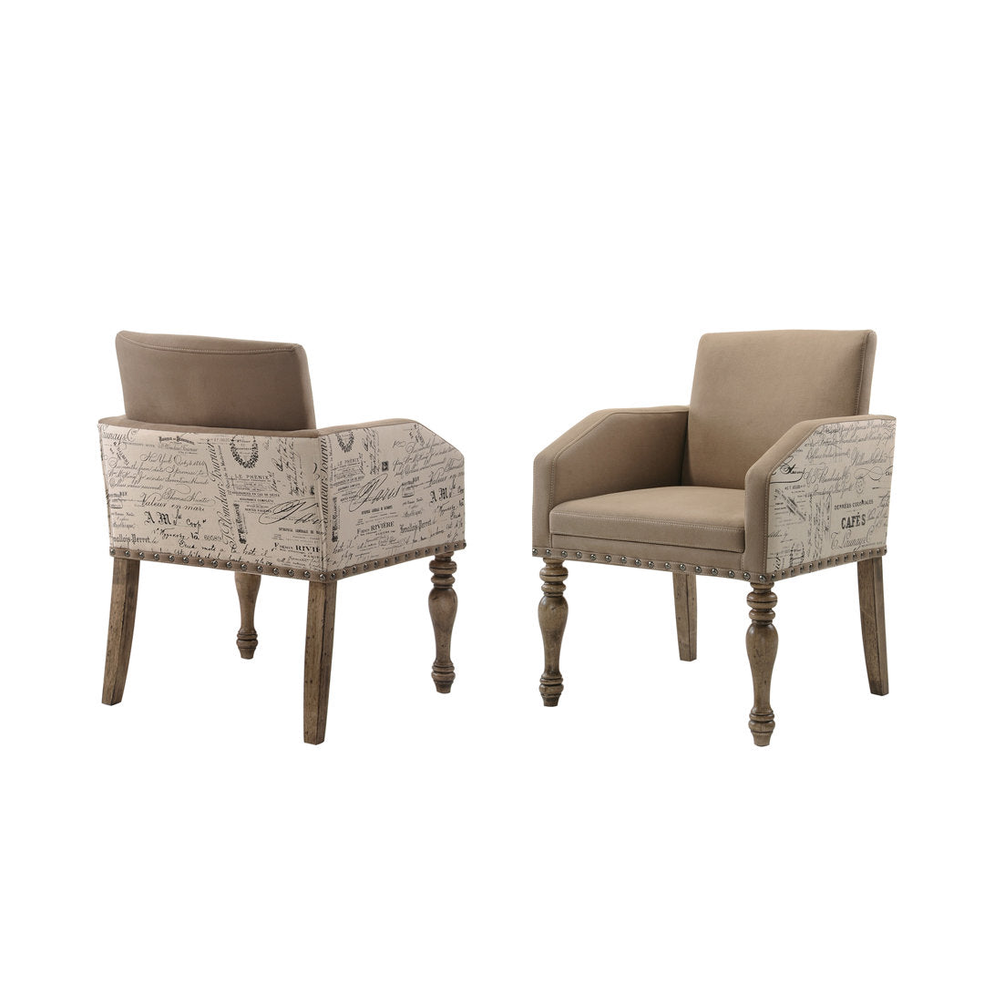 Dasher Upholstered Arm Chair in Brown (Set of 2) One Allium Way®